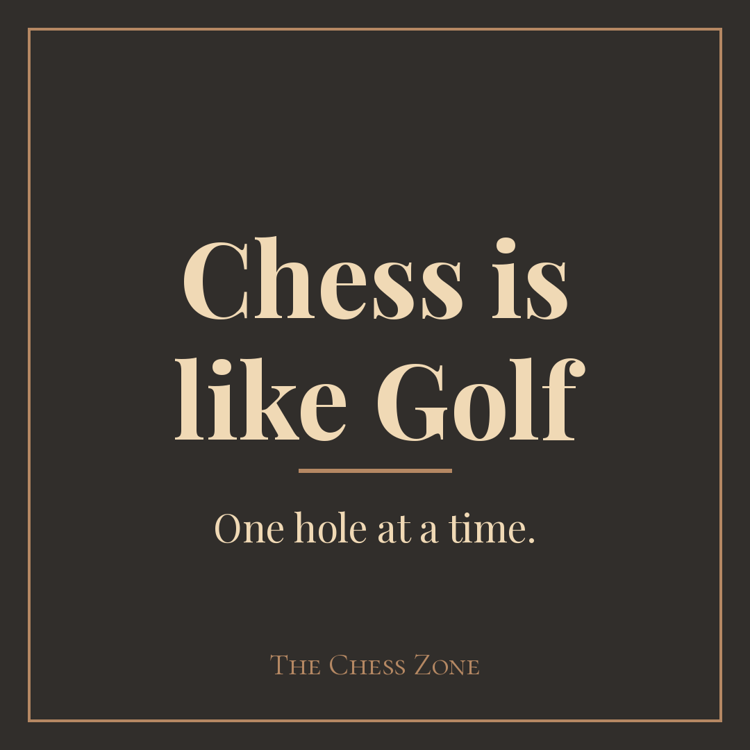 The Chess Zone title card: Chess is like Golf